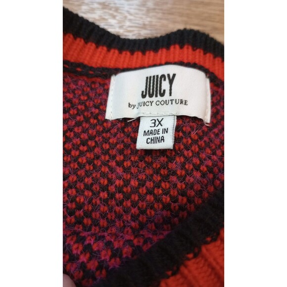 Juicy Couture Sweater Womens 3XL Plus Holiday Crew Neck Pullover Festive Print - Picture 5 of 14